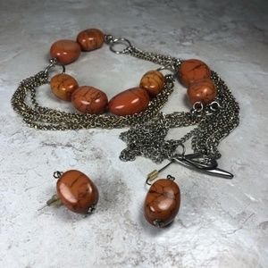 Faux Chestnut Jasper Necklace and Earring Set